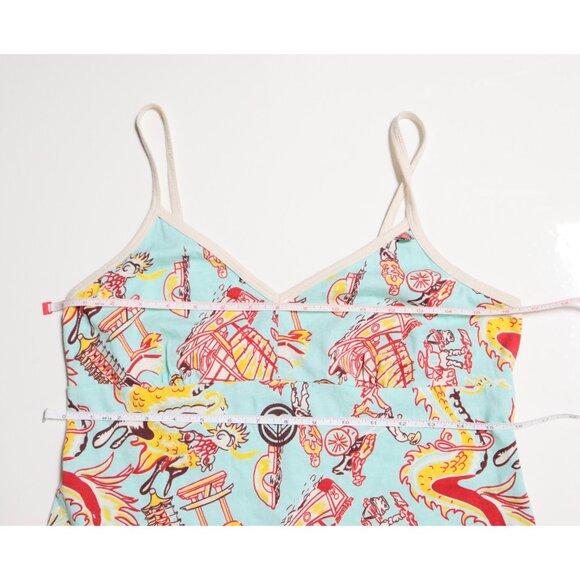 Y2K Asian Inspired Graphic All Over Print Spaghetti Strap Dress 🐉 ROXY - Picture 7 of 8